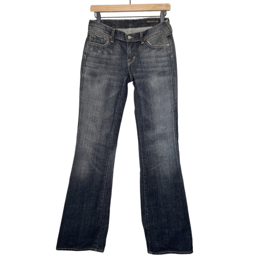 Citizens Of Humanity Flare y2k Low Rise Black Grey Stitching Detail Size